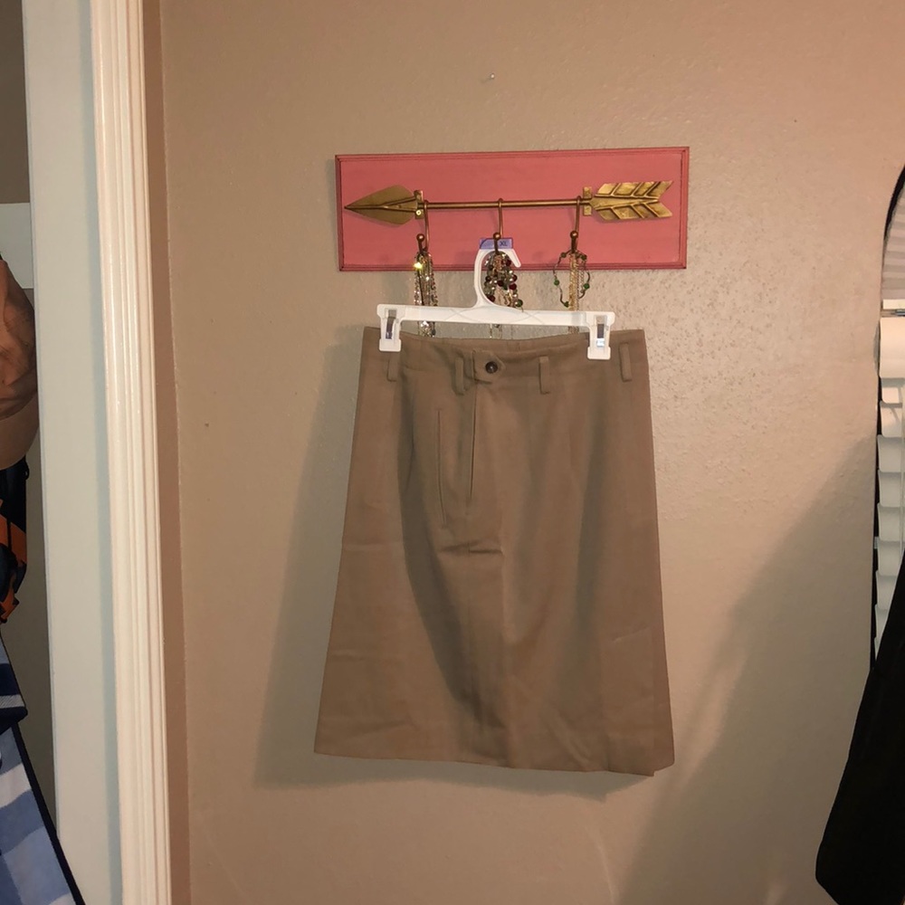 Ralph Lauren Blue Label Tan Khaki Beige Pencil Skirt, 10 - Picture 2 of 5